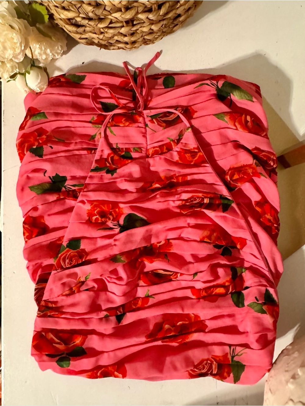 Pink Floral Ruched Slip Dress - Picture 11 of 13